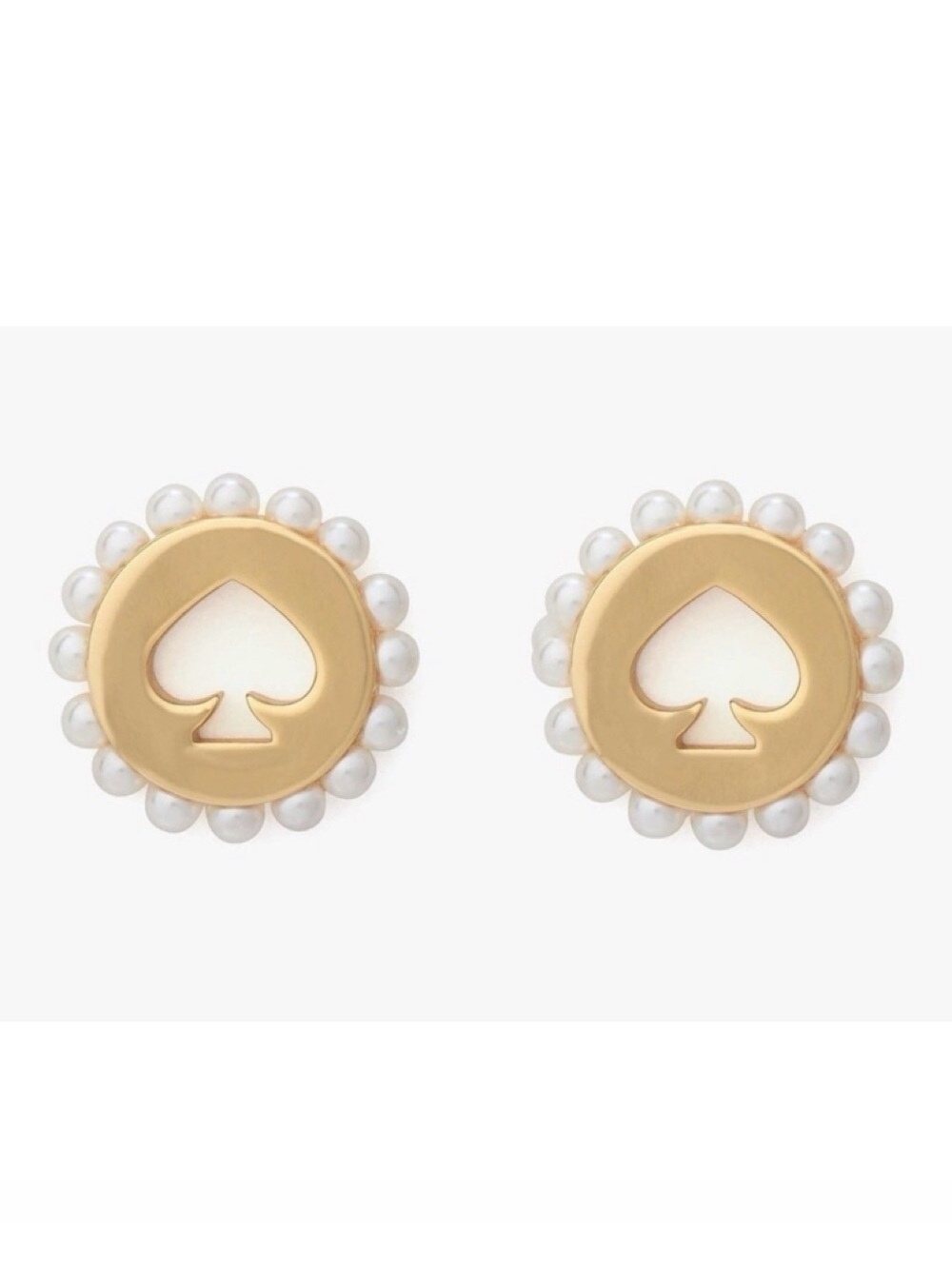 Kate Spade Spot The Spade Pearl Halo Stud Earrings NWT